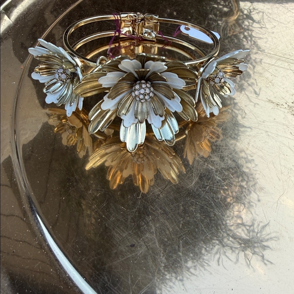 Betsy Johnson Gold and Silver Floral Bracelet